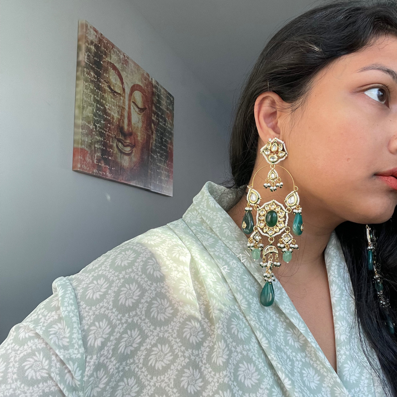 Vishaka - Kundan Long Earrings