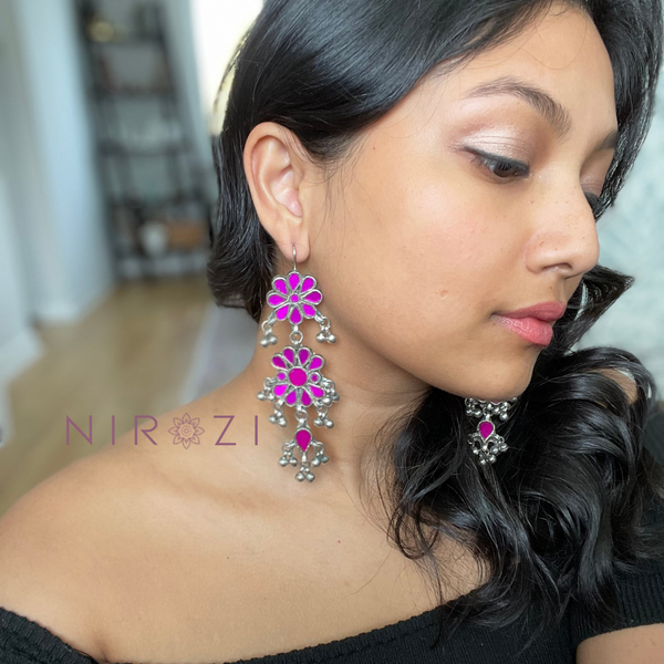 Mila - Hot Pink Glass Earrings