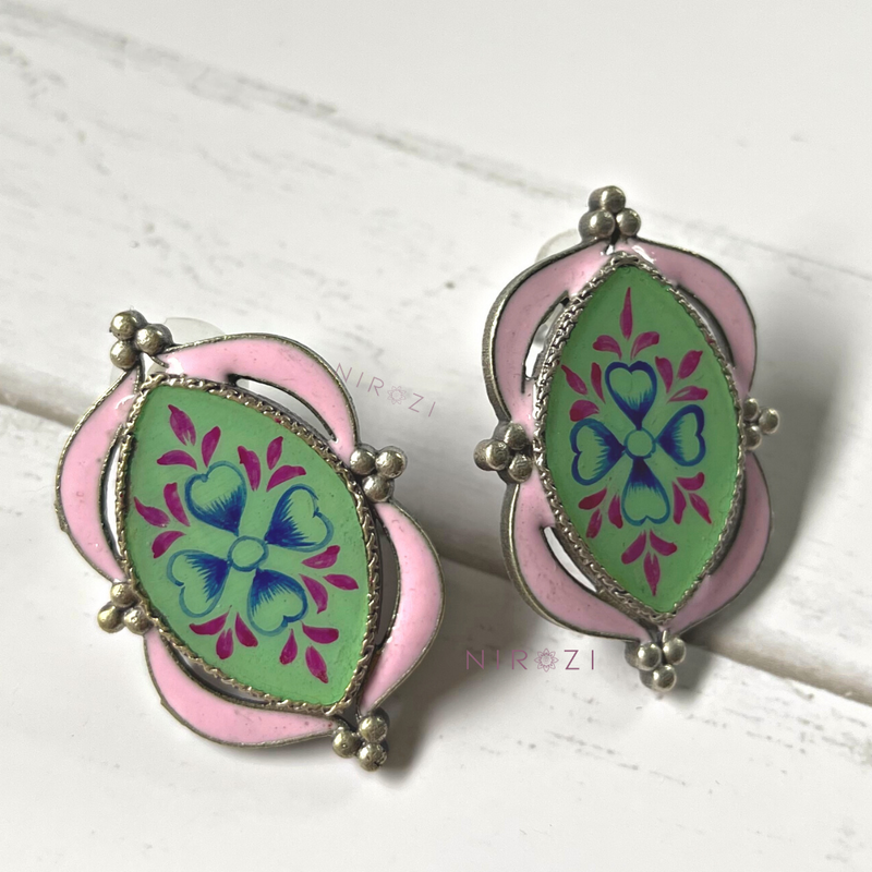 Betty - Hand painted stud earrings