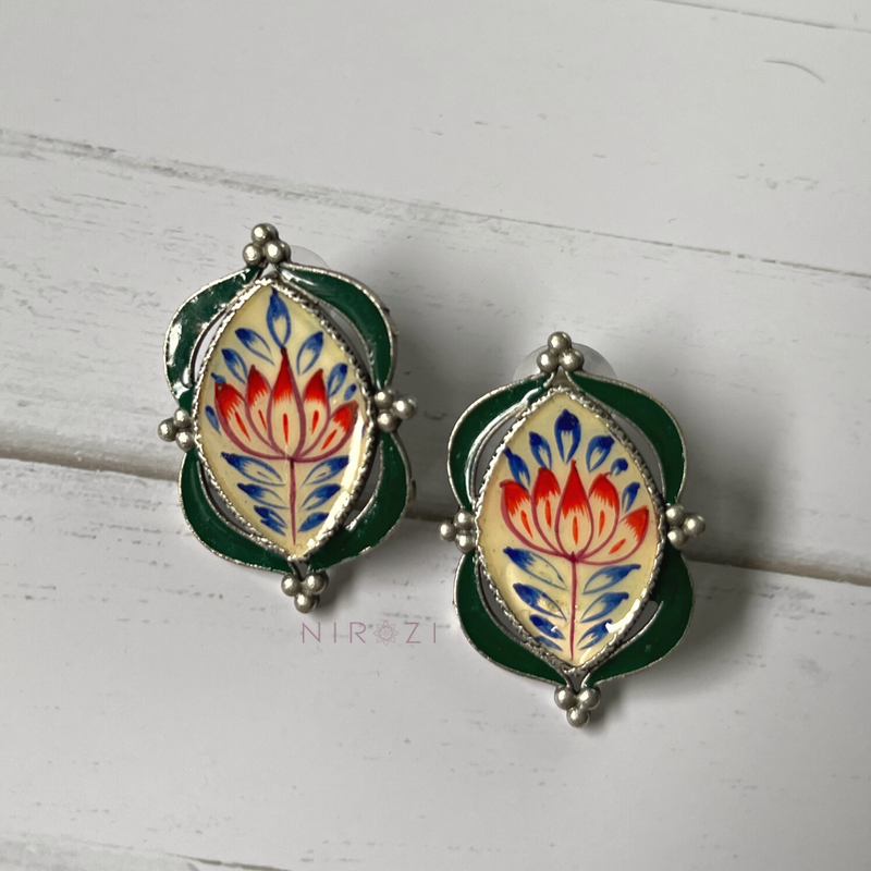 Betty - Hand painted stud earrings