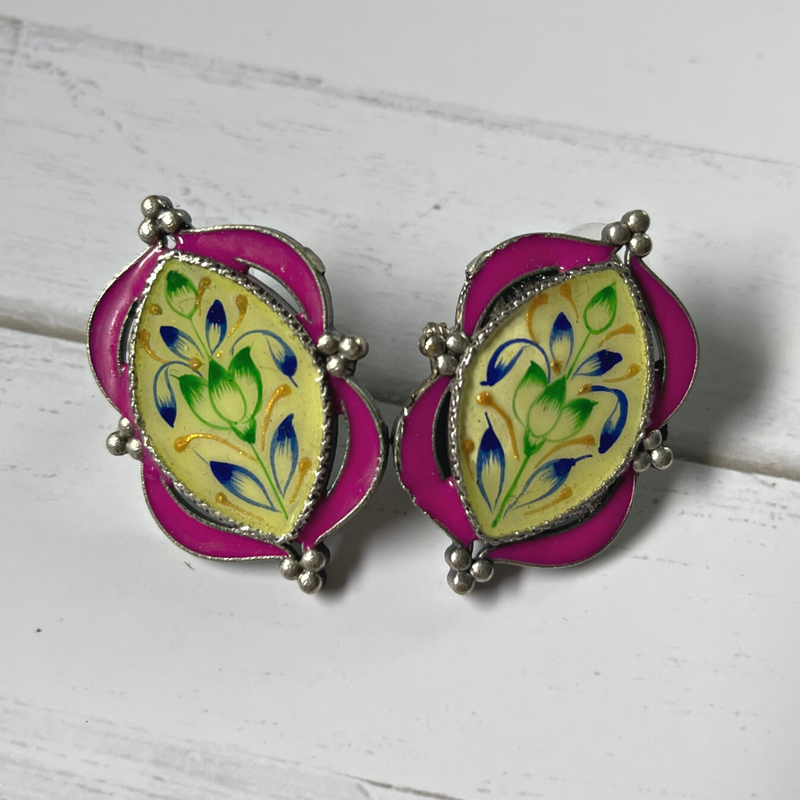 Betty - Hand painted stud earrings