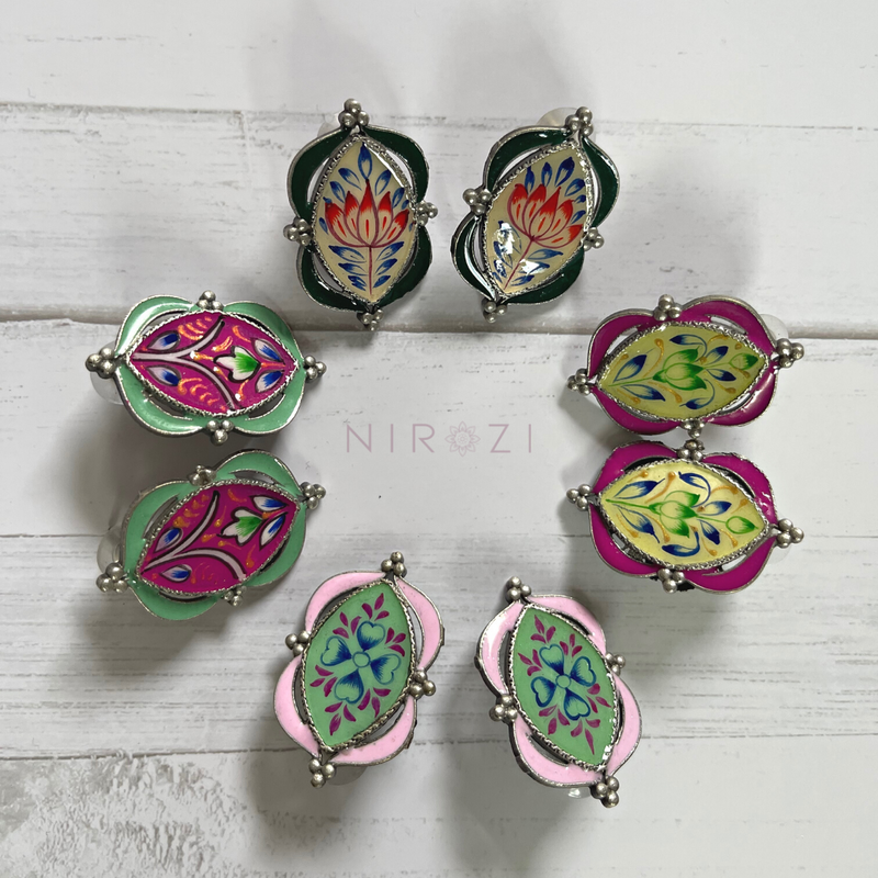 Betty - Hand painted stud earrings