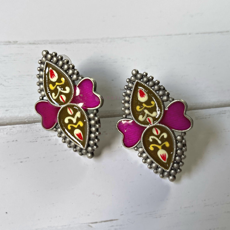 Ms. Heart - Hand painted stud earrings